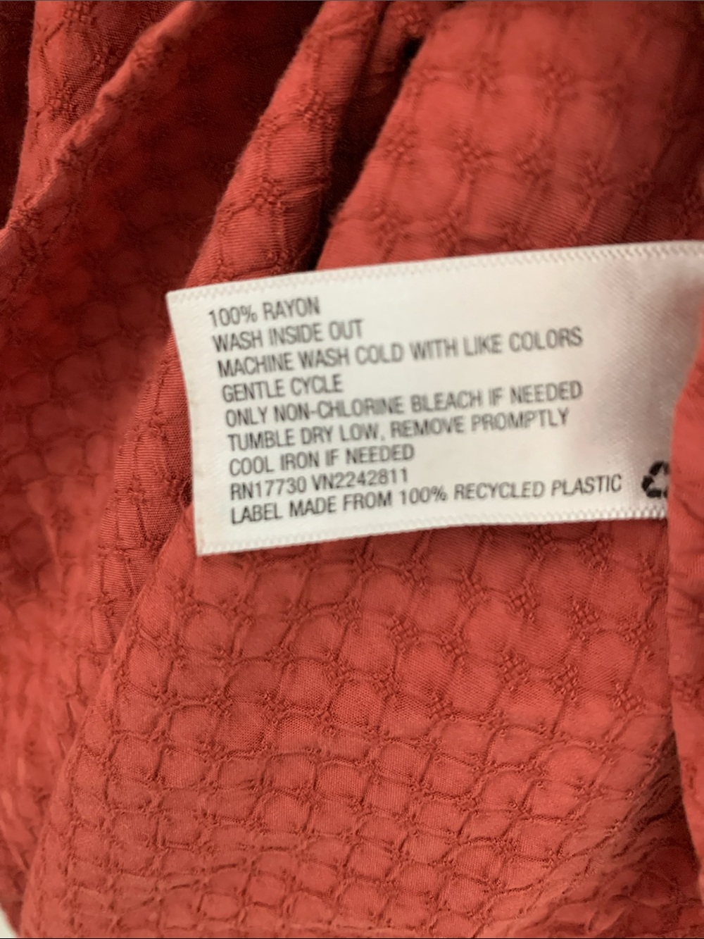Universal Thread Rust Button-Front V-Neck Peasant Blouse - Picture 4 of 4